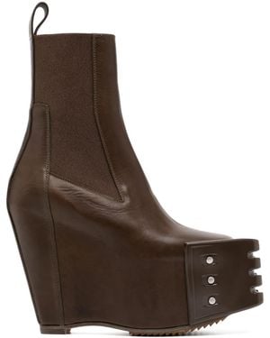 Rick Owens Khaki Porterville Grilled Wedge Beatle Chelsea Boots - Brown