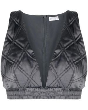 Brunello Cucinelli Quilted Cropped Top - Grey