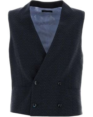 Giorgio Armani Zigzag Waistcoat - Blue