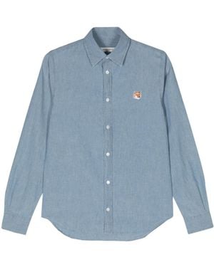 Maison Kitsuné Shirt With Fox Head Application - Blue