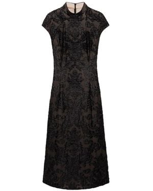 Shanghai Tang Qipao Embroidered Midi Dress - Black