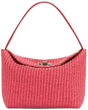 Christopher Esber Mini Turnlock Raffia Shoulder Bag - Pink