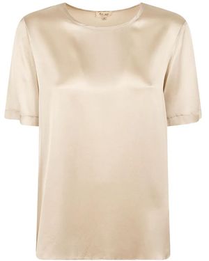 HER SHIRT HER DRESS Satin-Finish Short-Sleeve T-Shirt - Natural