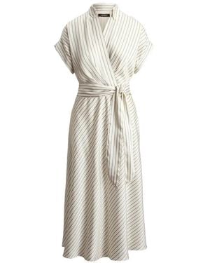 Ralph Lauren Stripe-Pattern Wrap-Style Dress - White