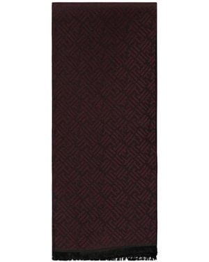 ZEGNA Geometric-Pattern Frayed Scarf - Purple