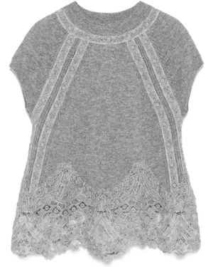 Ermanno Scervino Cashmere Lace Top - Grey