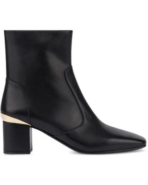 Love Moschino Logo-Plaque Leather Ankle Boots - Black