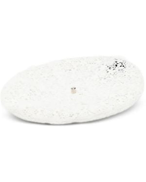 Maison Michel Logo-Plaque Lace Beret - White