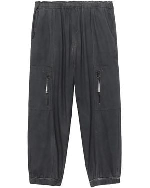 Izzue Tapered Cotton Trousers - Grey