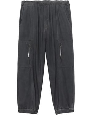 Izzue Tapered Cotton Trousers - Grey