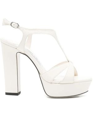 Jimmy Choo Kesia T-Strap Platform Sandals - White
