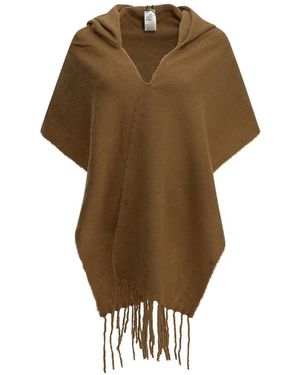 Destin Fringed Hooded Poncho - Brown