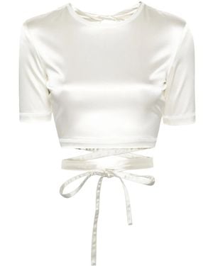 Patou Open-Back Satin T-Shirt - White