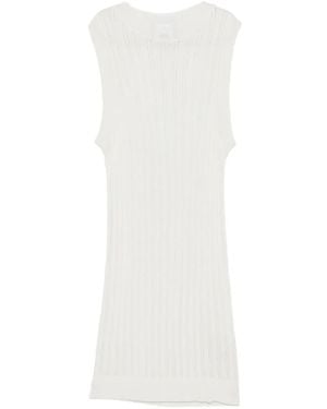 Erika Cavallini Semi Couture Ribbed-Knit Sleeveless Dress - White