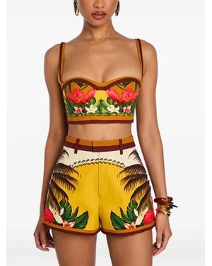 retroféte Cricket Tropical-Sunset-Print Cropped Top - Orange