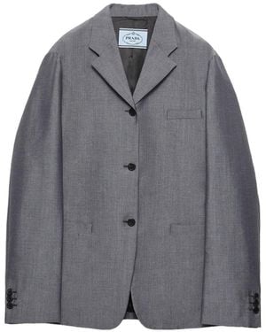 Prada Veste En Mohair À Simple Boutonnage - Gris