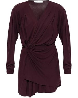 IRO Twisted V-Neck Mini Dress - Purple