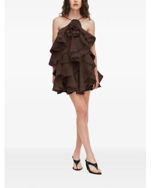 Aje. Vestido Corto Pandorea Con Volantes - Marrón