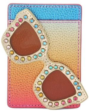 Kurt Geiger Crystal-Embellished Sunglasses Metallic Card Holder - Blue