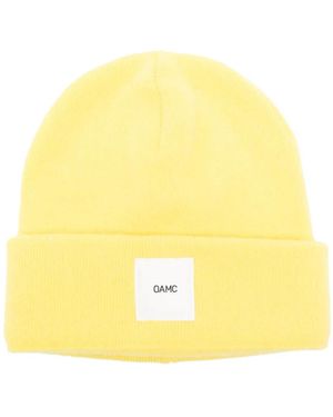 OAMC Logo-Patch Ribbed-Knit Beanie - Yellow