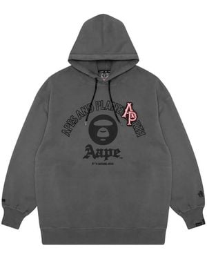 Aape By A Bathing Ape Moonface Monogram Hoodie - Gray