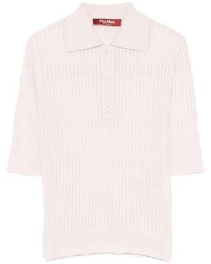 Max Mara Ribbed-Knit Polo Shirt - Pink