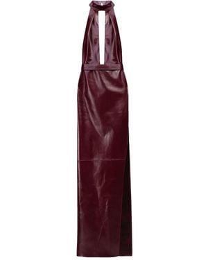 The New Arrivals Ilkyaz Ozel Nessa Halterneck Leather Maxi Dress - Purple