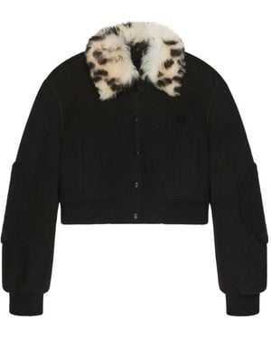 Givenchy 4G-Logo Faux-Fur Collar Cropped Jacket - Black