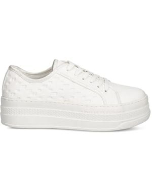 ARMANI EXCHANGE Logo-Embossed Flatform Sneakers - White