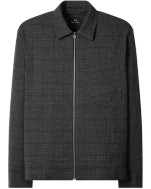 Paul Smith Check-Pattern Zip Shirt Jacket - Black