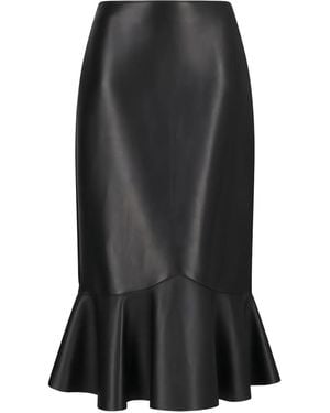 Fendi Lederrock mit Volant-Saum - Schwarz