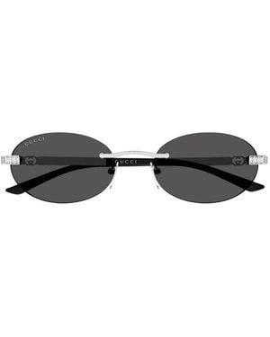 Gucci Gafas De Sol Con Montura Oval - Metálico