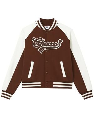Chocoolate Logo-Embroidered Colour-Block Bomber Jacket - Brown