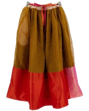 Daniela Gregis Patchwork Midi Skirt - Red