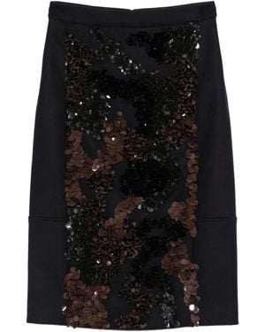 Plan C Sequin-Embellished Midi Skirt - Black
