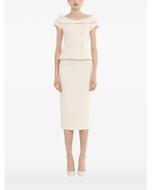 Nissa Off-Shoulder Fitted Blazer - Natural
