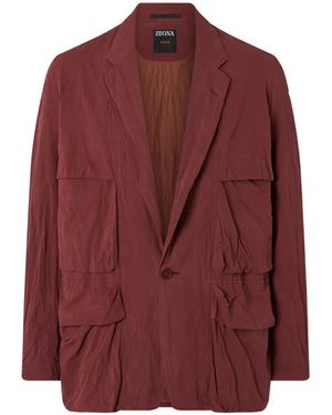 ZEGNA Flap-Pocket Cotton Jacket - Purple