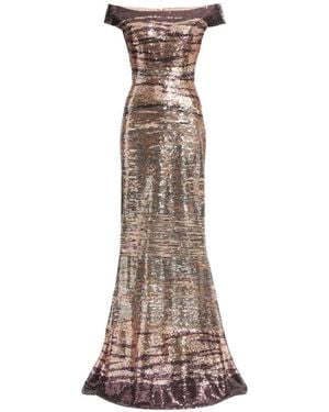 Elie Saab Sequin-Embroidered Off-Shoulder Maxi Dress - Natural