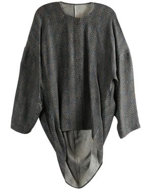 Uma Wang Geometric-Print Asymmetric Shirt - Grey