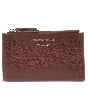 Emporio Armani Pebbled-Leather Cardholder - Purple