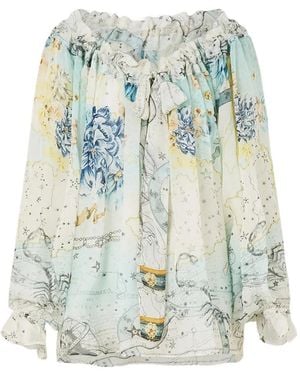 CAMILLA Blouse Froncée À Col Rond - Blanc