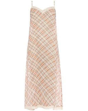Eres Vestido Largo Tartan - Blanco