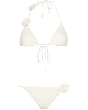 LaRevêche Ashar Floral-Appliqué Bikini Set - White