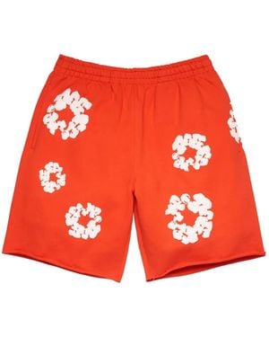 DENIM TEARS Cotton Wreath Shorts - Red