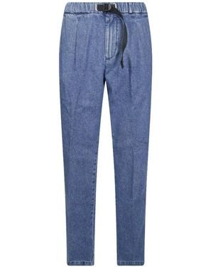 White Sand Belted Pleated Jeans - Blue