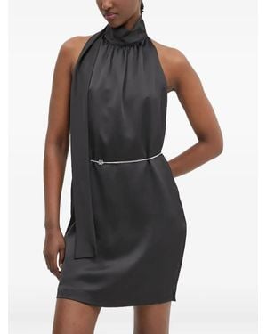 HUGO High-Neck Chain-Belt Mini Dress - Black