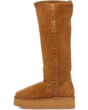 MCM Bottes En Daim À Plateforme - Brown
