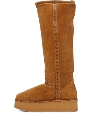 MCM Bottes En Daim À Plateforme - Brown