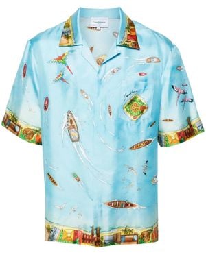 CASABLANCA Maison Sur Piloti Silk Shirt - Blue