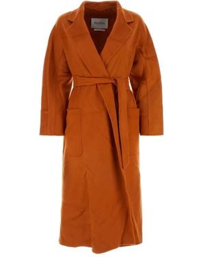 Max Mara Belted Cashmere Coat - Orange